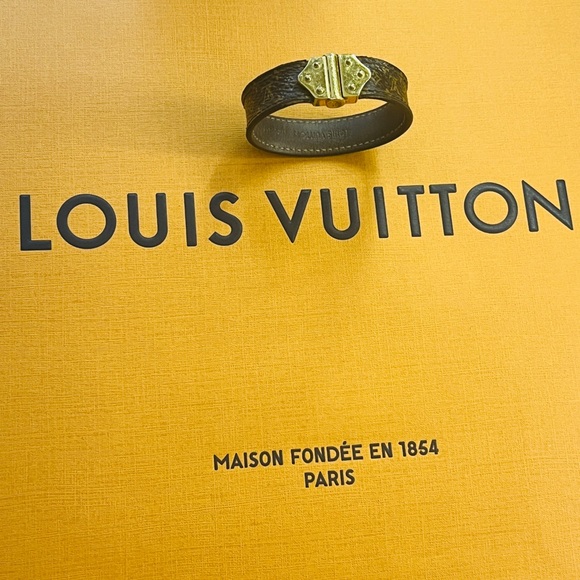 Louis Vuitton Nano Monogram Bracelet with Gold Buckle